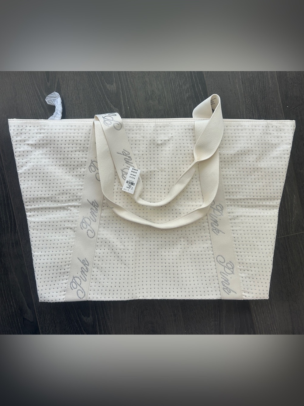 PINK Victoria's Secret Cream Studded Logo Tote